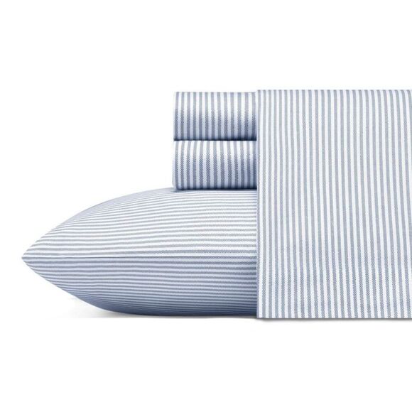Poppy & Fritz - Twin XL Printed Pattern Percale Cotton Sheet Set B Blue - Picture 1 of 12